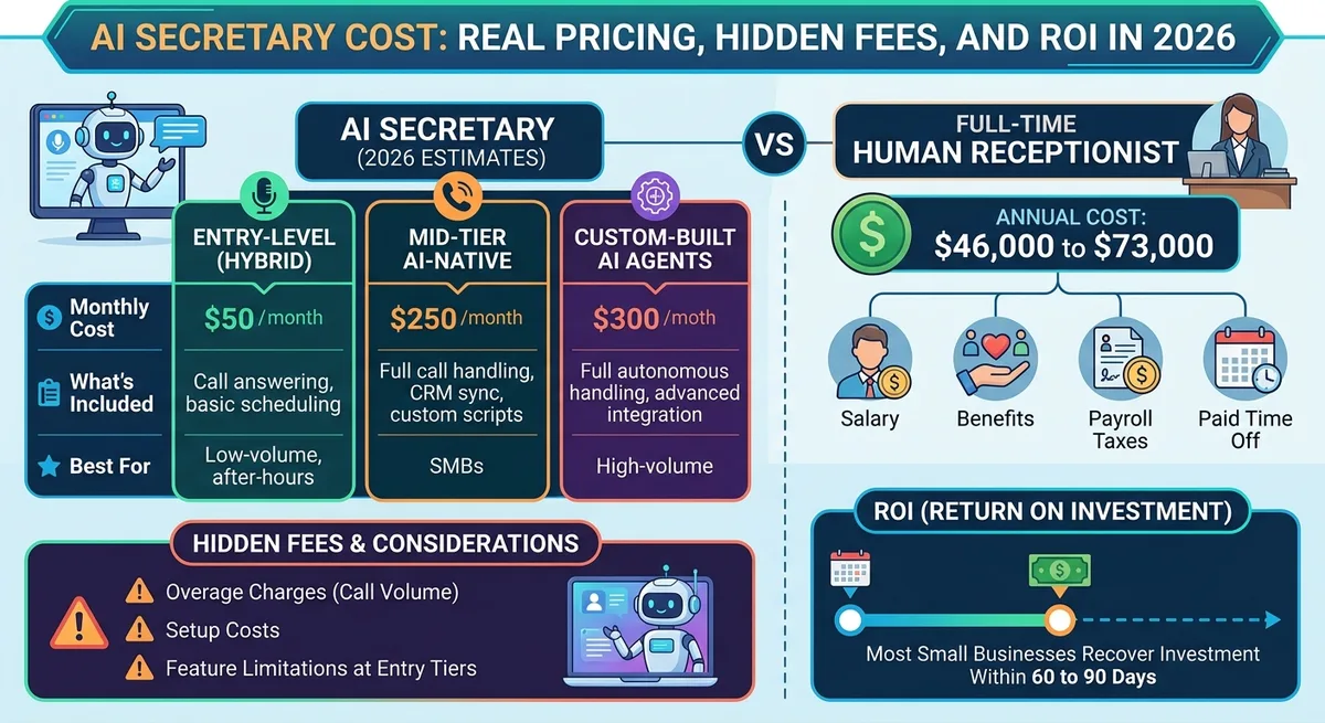 AI Secretary Cost: Real Pricing, Hidden Fees, and ROI in 2026